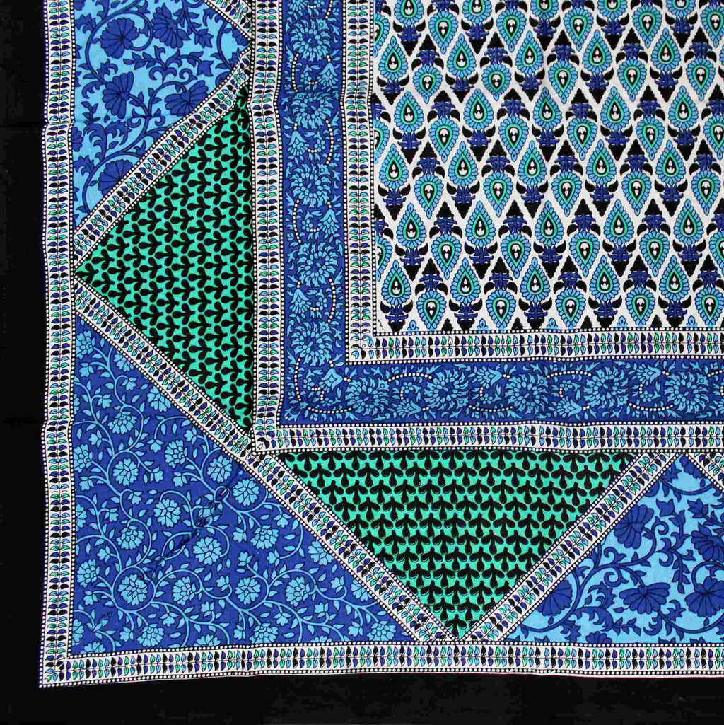 Cotton Floral 70 inches Tablecloth for Square Tables Blue Green Tan Purple - Sweet Us