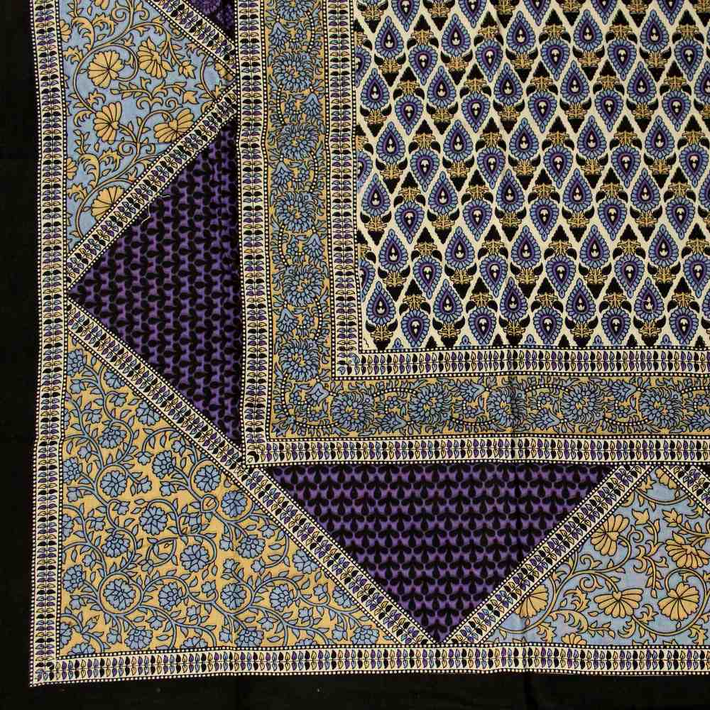 Cotton Floral 70 inches Tablecloth for Square Tables Blue Green Tan Purple - Sweet Us