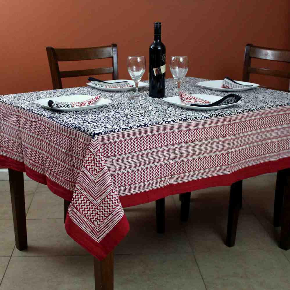 Cotton French Country Geometric Tablecloth Square 72 x 72 Inches Table Linen - Sweet Us