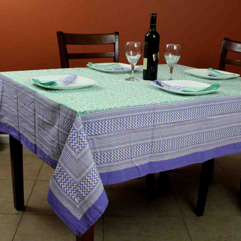 Cotton French Country Geometric Tablecloth Square 72 x 72 Inches Table Linen - Sweet Us