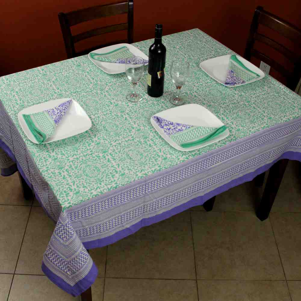 Cotton French Country Geometric Tablecloth Square 72 x 72 Inches Table Linen - Sweet Us