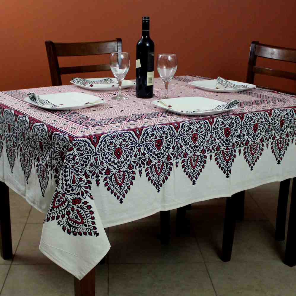 Cotton French Country Geometric Tablecloth Square 72 x 72 Inches Table Linen - Sweet Us