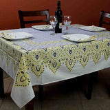 Cotton French Country Geometric Tablecloth Square 72 x 72 Inches Table Linen - Sweet Us