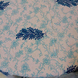 Handmade 100% Cotton Floral Tablecloth 90" Round Teal Aqua - Sweet Us