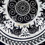 Elephant Batik Cotton Tablecloth Round 90 inches Gold Blue Black Wine Red