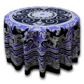 Elephant Batik Cotton Tablecloth Round 90 inches Gold Blue Black Wine Red - Sweet Us