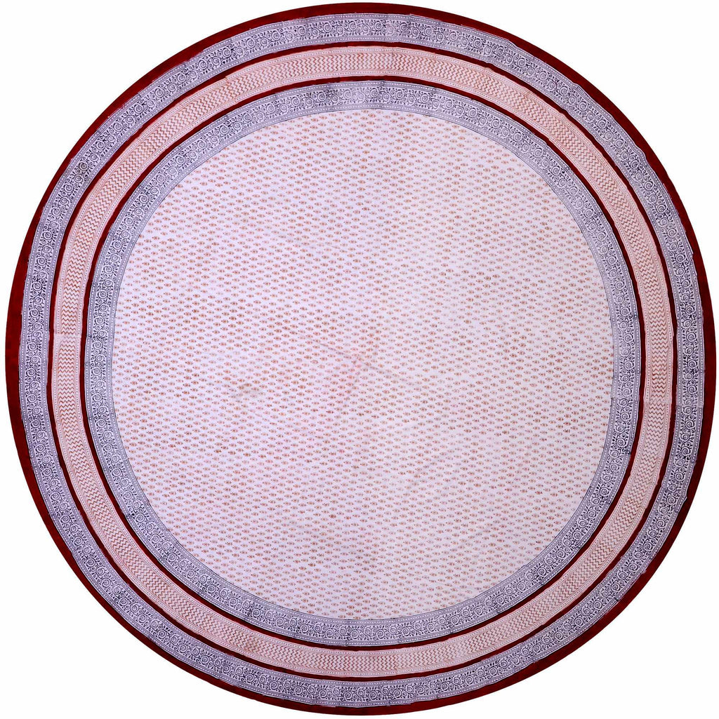 Handmade Hand Block Print Bagru Floral Tablecoth Round 90 Inch 100% Cotton - Sweet Us
