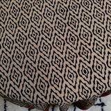Handmade 100% Cotton Hand Block Print Dabu 90 inches Round Tablecloth Brick Red Beige Tan Black - Sweet Us