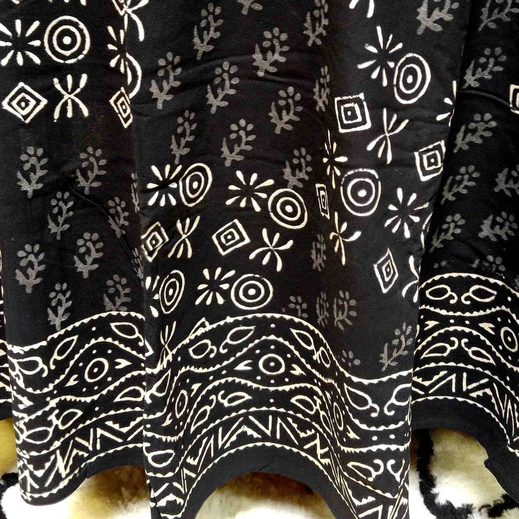 Cotton Hand Block Print Round Tablecloth Square Dabu Indigo Blue Black - Sweet Us