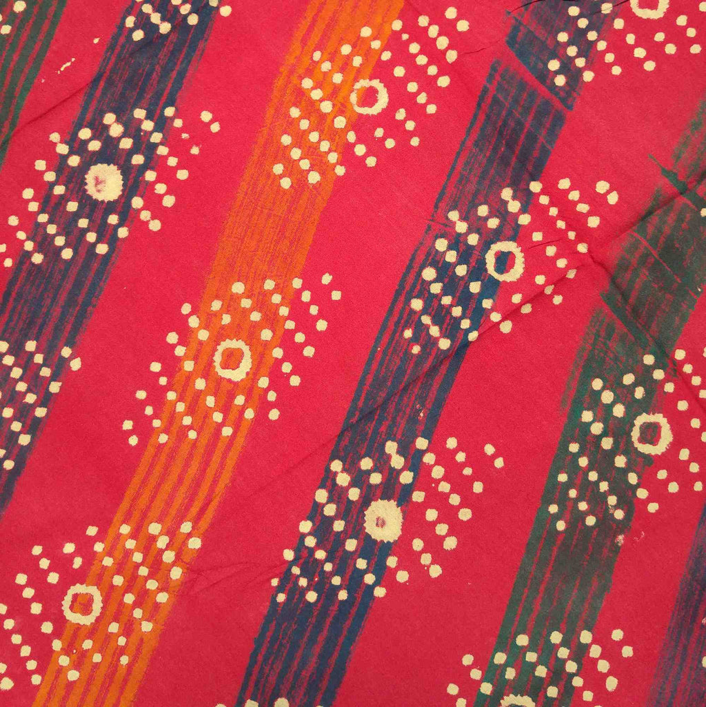 Handmade 100% Cotton Hand Block Print Dabu 90 inches Round Tablecloth Geometric Red Orange - Sweet Us