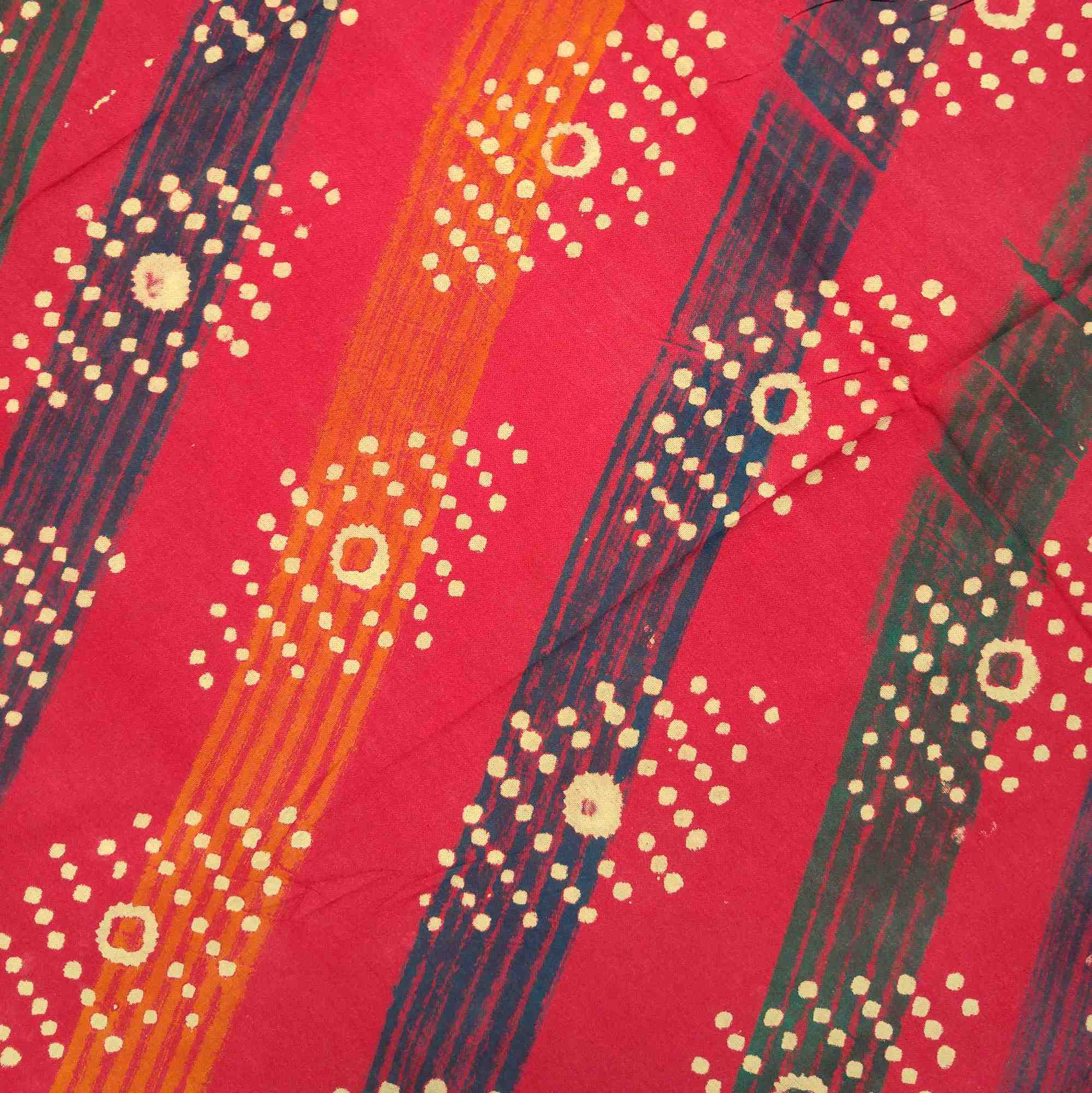 Handmade 100% Cotton Hand Block Print Dabu 90 inches Round Tablecloth Geometric Red Orange - Sweet Us