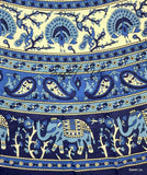 Elephant Tablecloth Round Cotton Paisley Kitchen Dining Linen Blue White