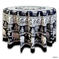 Elephant Tablecloth Round Cotton Floral Kitchen Dining Linen Black White - Sweet Us