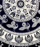 Elephant Tablecloth Round Cotton Floral Kitchen Dining Linen Black White