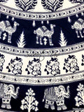 Elephant Tablecloth Round Cotton Floral Kitchen Dining Linen Black White