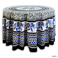 Tusker Trail Elephant Print Cotton Tablecloth Round — Ink Mirage - Sweet Us
