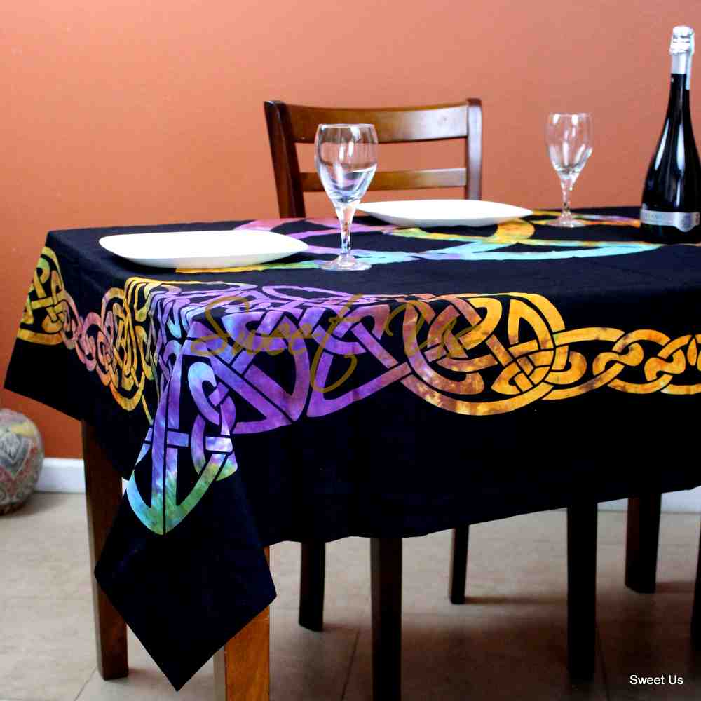 Celtic Triquetra Cotton Tablecloth — Aurora Trinity - Sweet Us