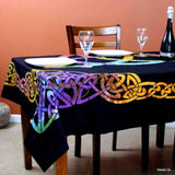 Celtic Triquetra Trinity Tablecloth Square 72x72 Black Blue Green Purple
