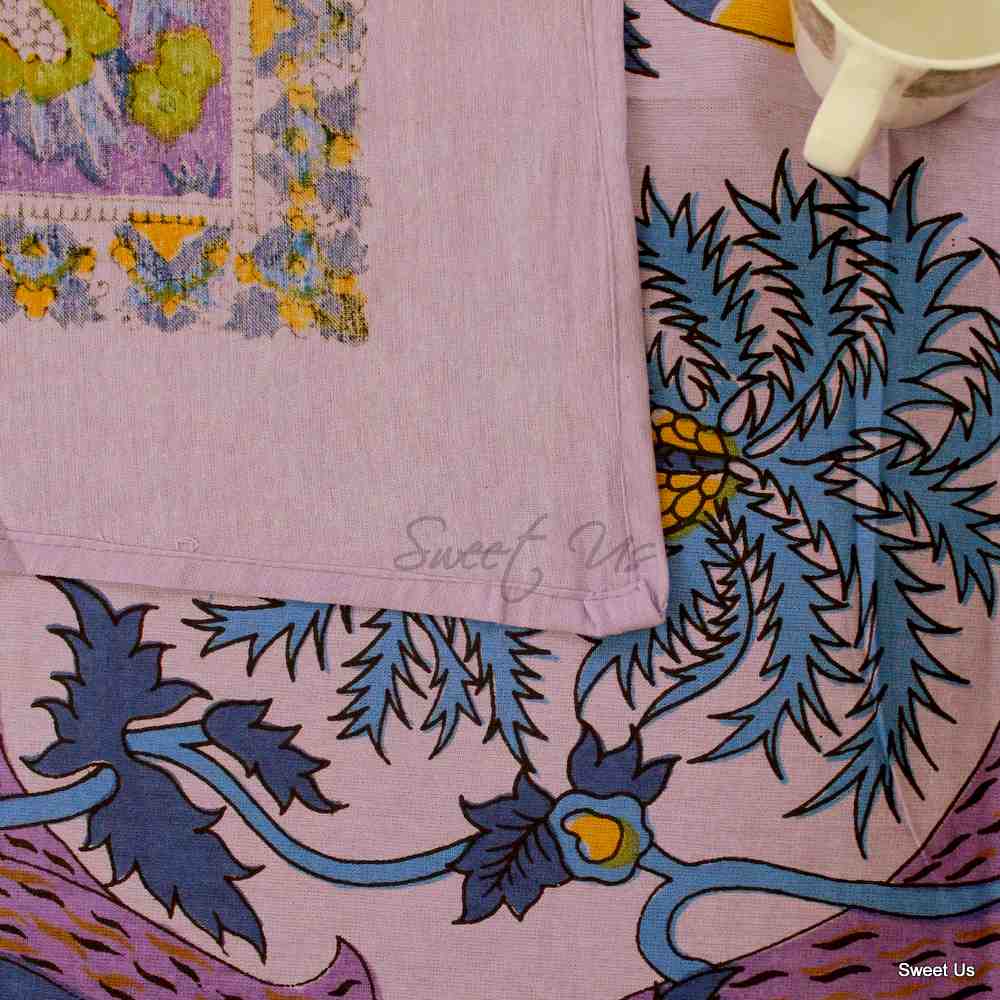Tree of Life Tablecloth for Square Tables Cotton Floral Kitchen Dining Table Linen