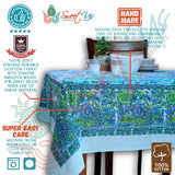 Tree of Life Tablecloth for Square Tables Cotton Floral Kitchen Dining Table Linen