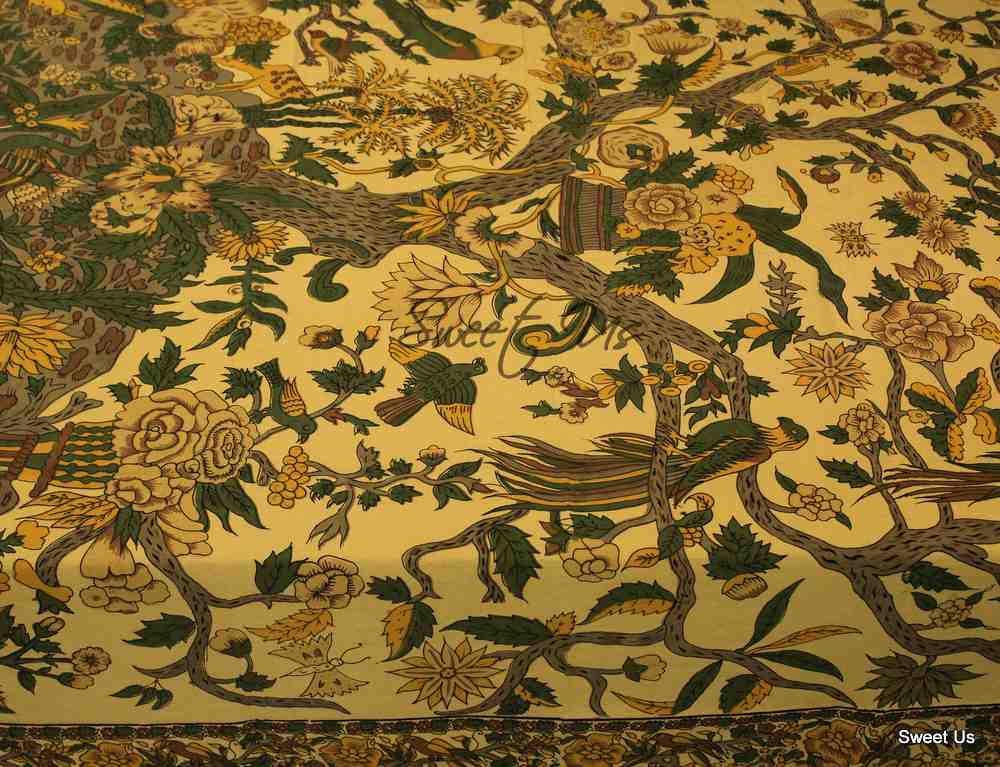 Tree of Life Tablecloth for Square Tables Cotton Floral Kitchen Dining Table Linen