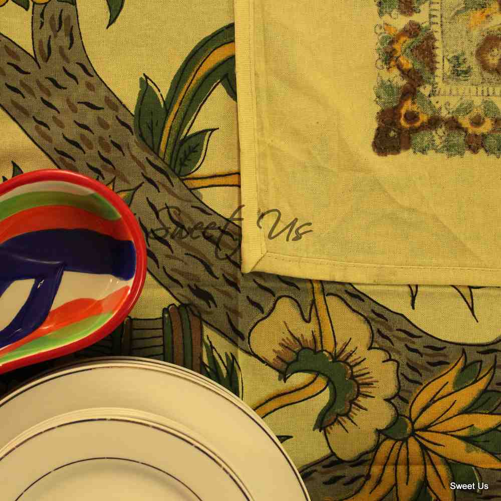 Tree of Life Tablecloth for Square Tables Cotton Floral Kitchen Dining Table Linen