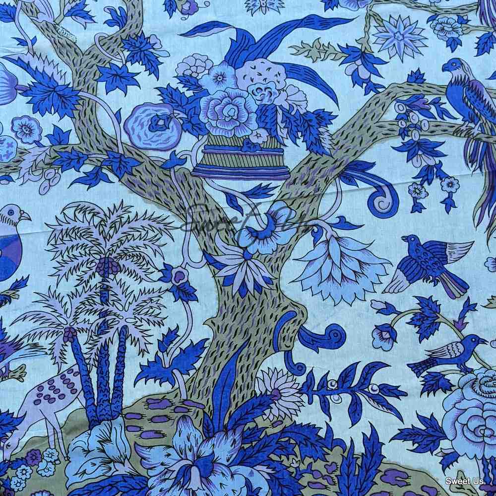 Tree of Life Tablecloth Round Cotton Floral Kitchen Dining Table Linen