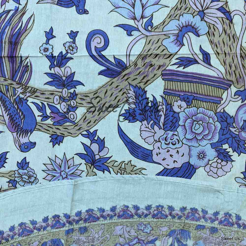 Tree of Life Tablecloth Round Cotton Floral Kitchen Dining Table Linen