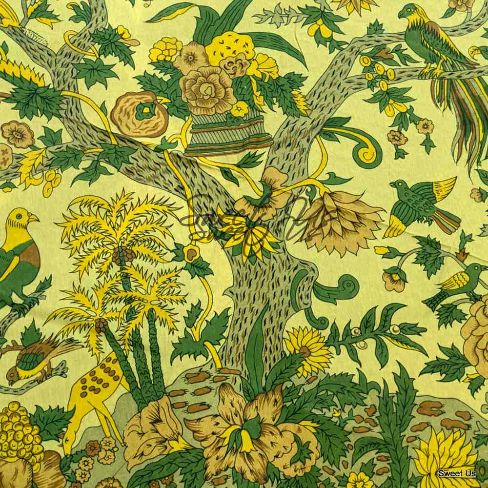 Tree of Life Tablecloth Round Cotton Floral Kitchen Dining Table Linen