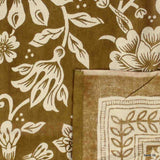 Cotton Paisley Floral Tablecloth Rectangle 70x106 Tan White