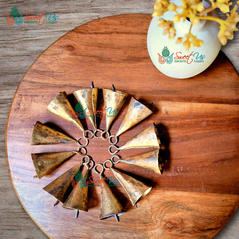 Rustic Vintage Chic Blessed Cone Bells - Meditation Craftwork Christmas Décor