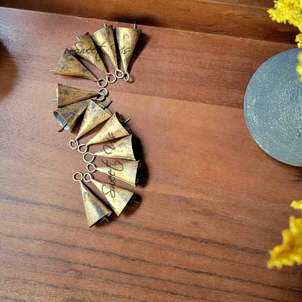 Rustic Vintage Chic Blessed Cone Bells - Meditation Craftwork Christmas Décor