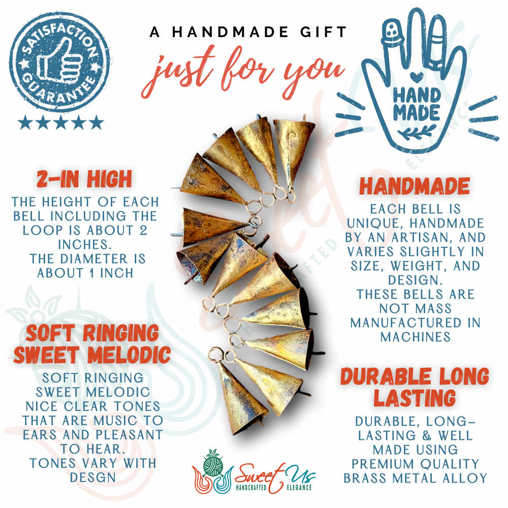 Rustic Vintage Chic Blessed Cone Bells - Meditation Craftwork Christmas Décor