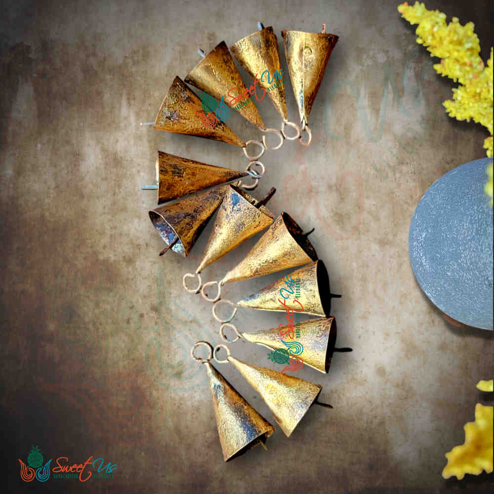 Rustic Vintage Chic Blessed Cone Bells - Meditation Craftwork Christmas Décor