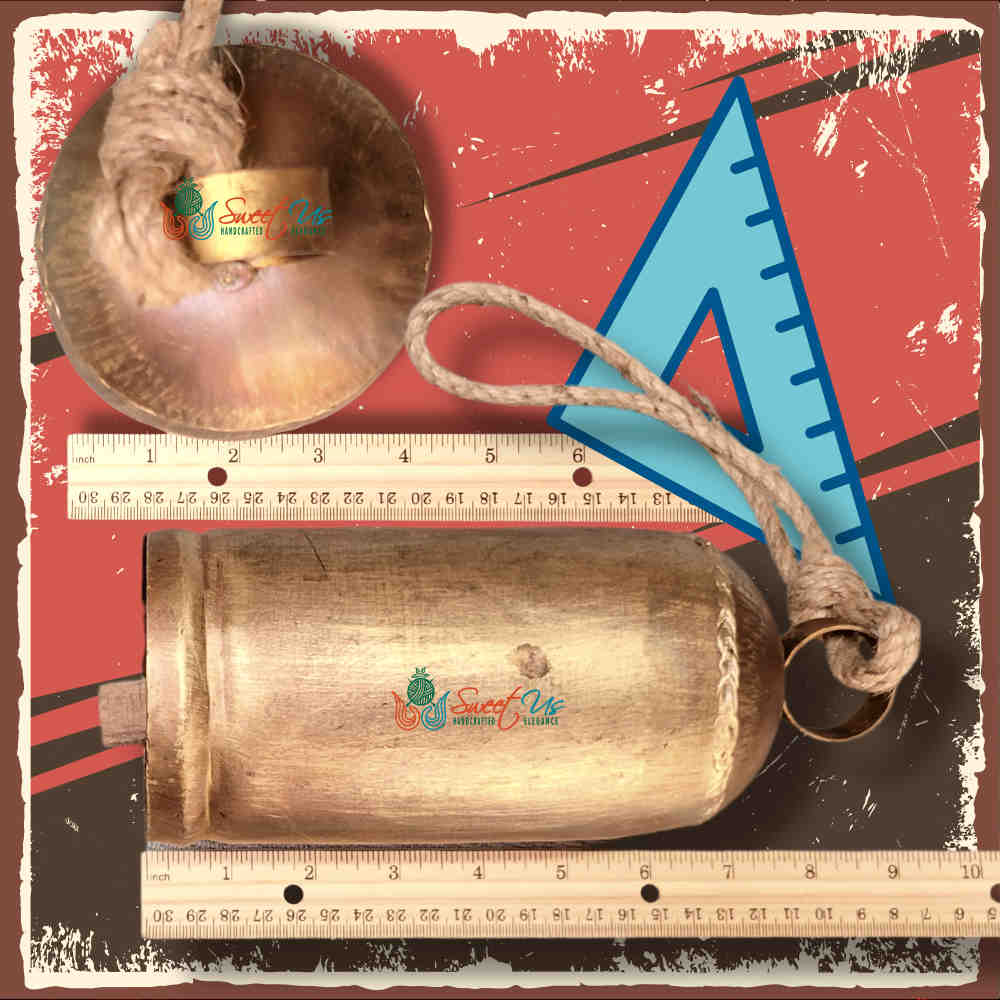 Vintage Rustic Large Tin Bell with Wooden Striker & Jute Hanger