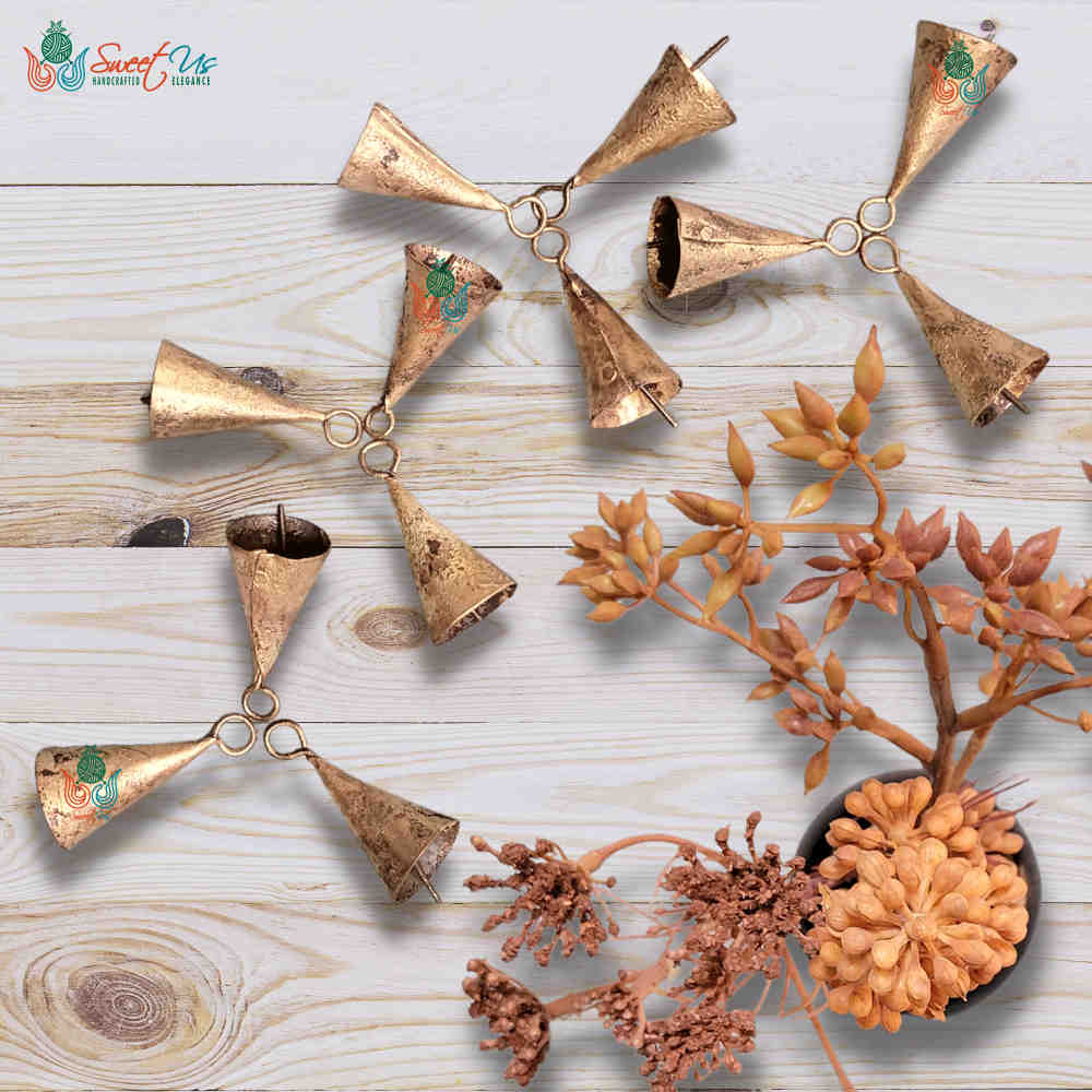 Rustic Vintage Chic Blessed Cone Bells - Meditation Craftwork Christmas Décor