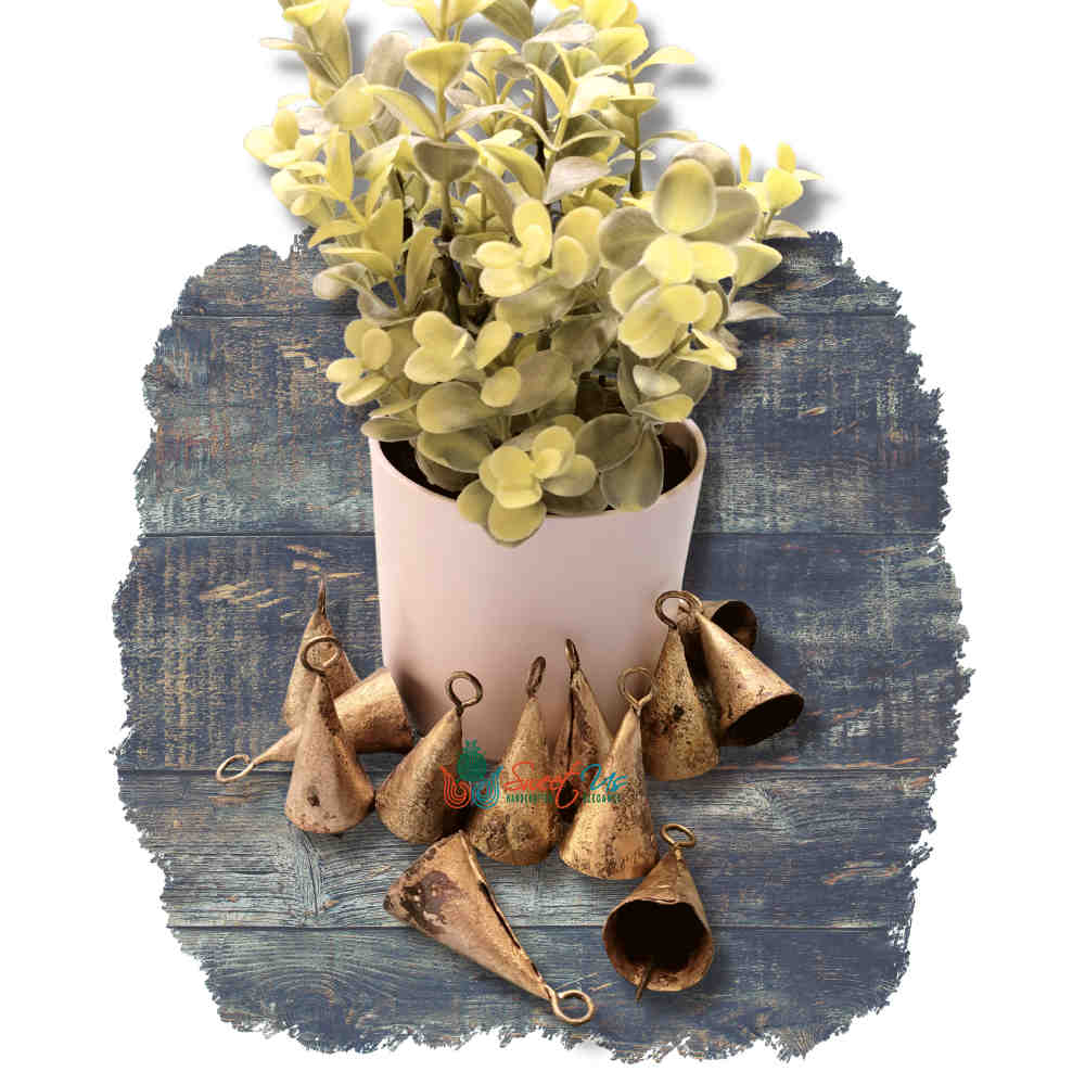 Rustic Vintage Chic Blessed Cone Bells - Meditation Craftwork Christmas Décor