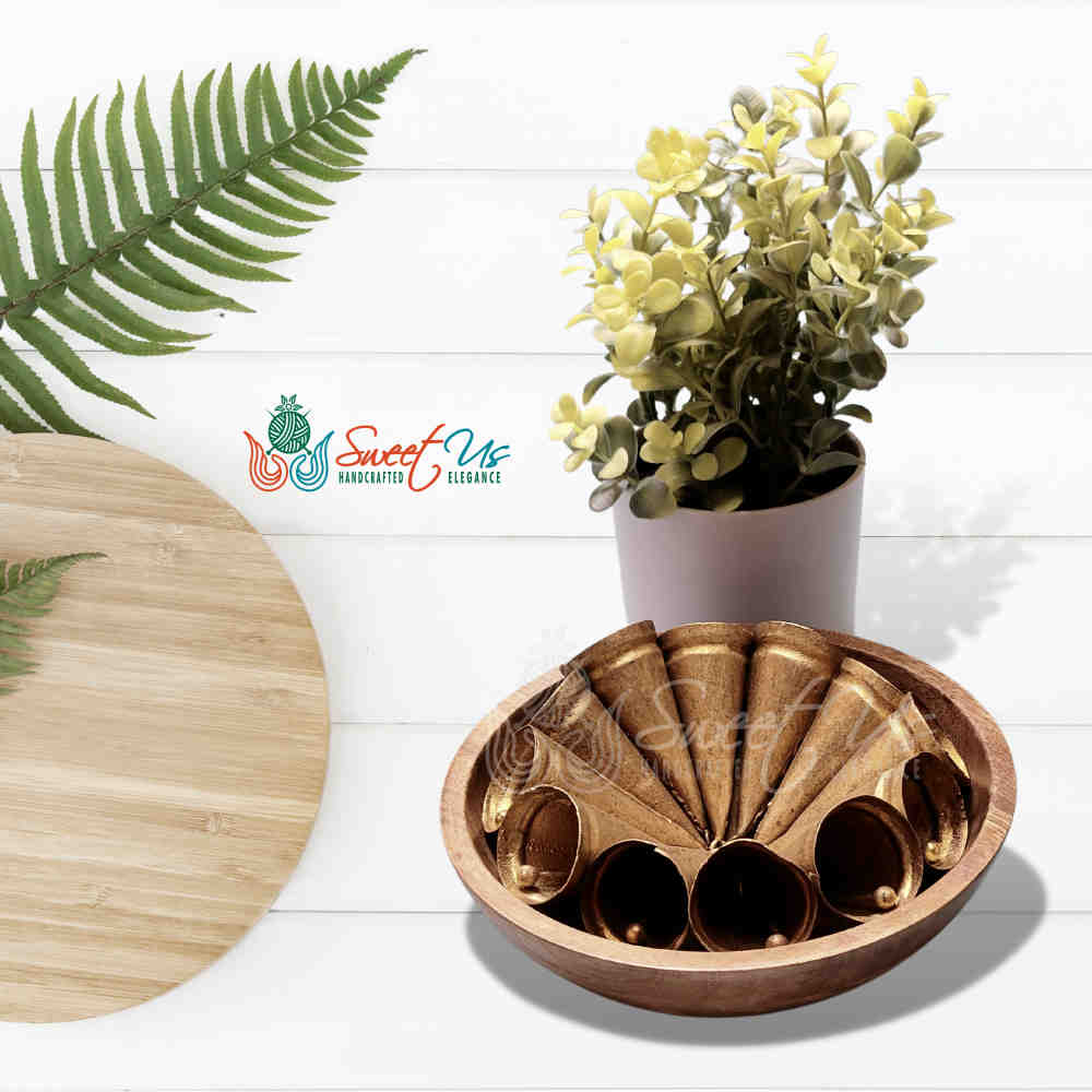 12 pcs Rustic Tin Bells for Crafts Handmade Cone Cow Bells Shopkeepers Door Bell