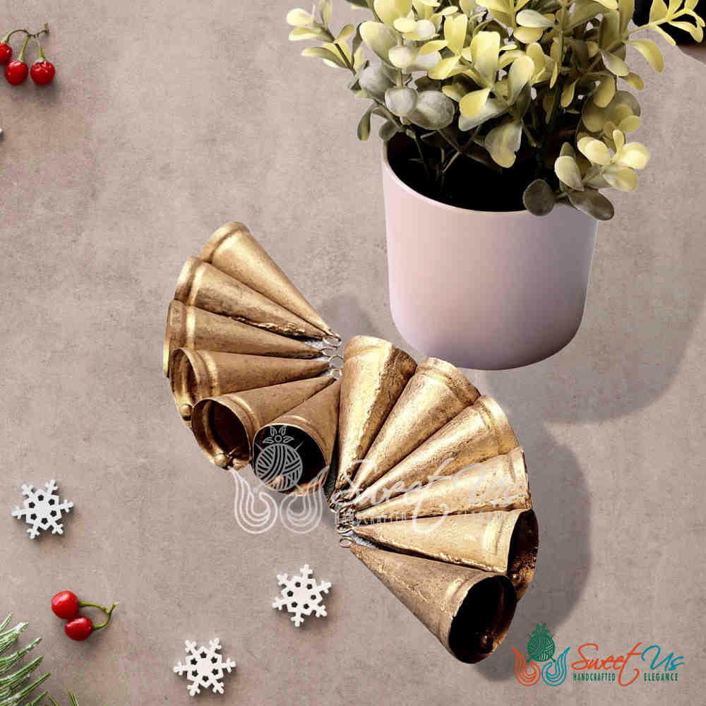 12 pcs Rustic Tin Bells for Crafts Handmade Cone Cow Bells Shopkeepers Door Bell