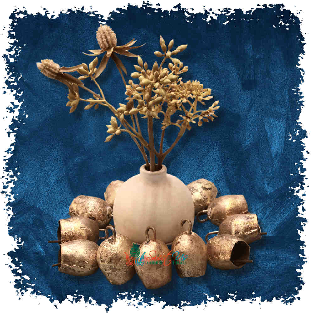 12 pcs Mongolian Vintage Jingle Bells, Rustic Antique Tin Bells, Cow Bells