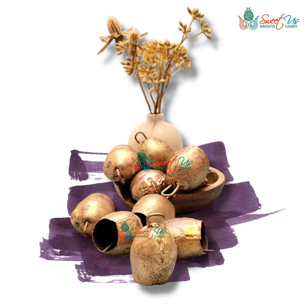 12 pcs Mongolian Vintage Jingle Bells, Rustic Antique Tin Bells, Cow Bells