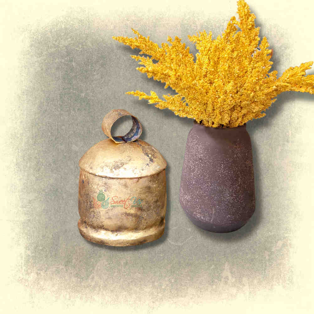 Vintage Rustic Large Tin Bell with Wooden Striker, Christmas Decor, Cow Bell