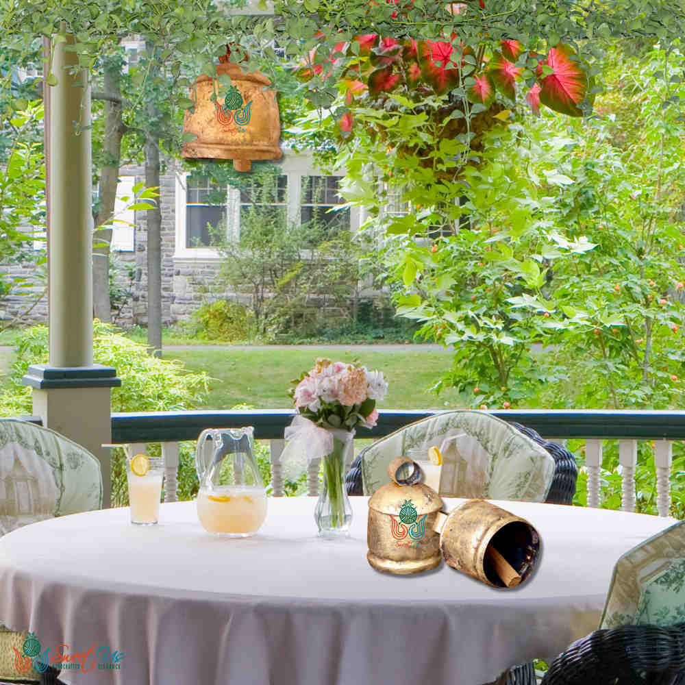 Vintage Rustic Large Tin Bell with Wooden Striker, Christmas Decor, Cow Bell