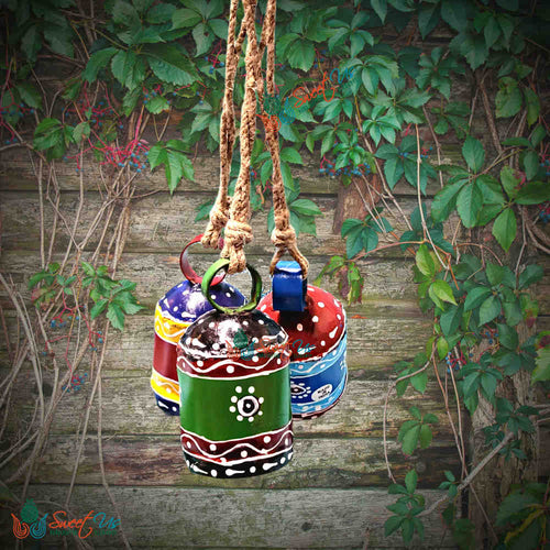 Bright Hand?Painted Dome?Top Tin Bells — 2.75" — Set of 3