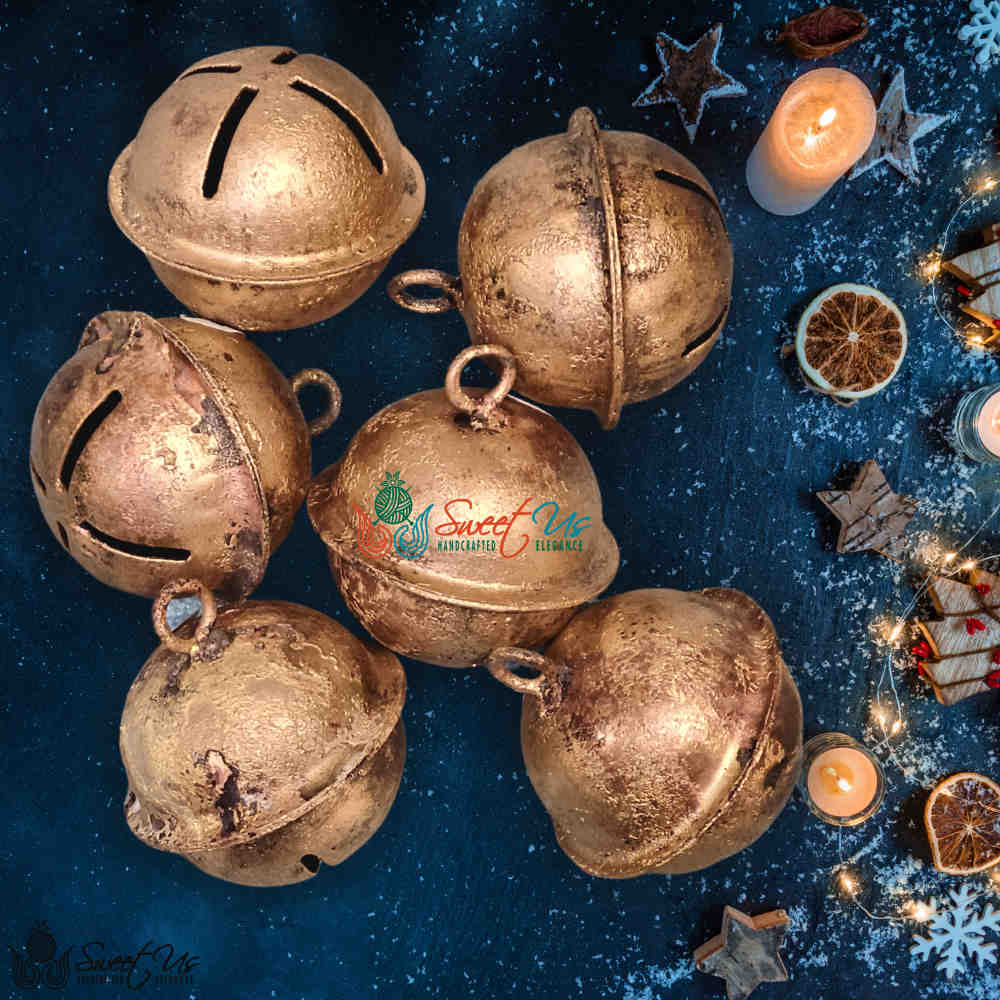 6pcs Vintage Rustic Jingle Bells, Sleigh Bells for Home, Christmas Decor - Sweet Us