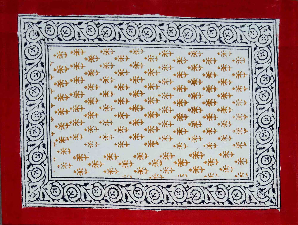 Cotton Hand Block Print Floral Buti Placemat Napkin Table Linen - Sweet Us