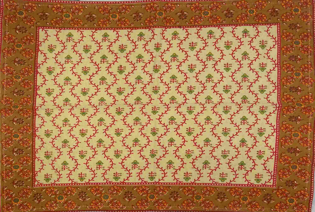 Cotton Floral Vine Square & Round Tablecloth Gold Red Table Linen - Sweet Us