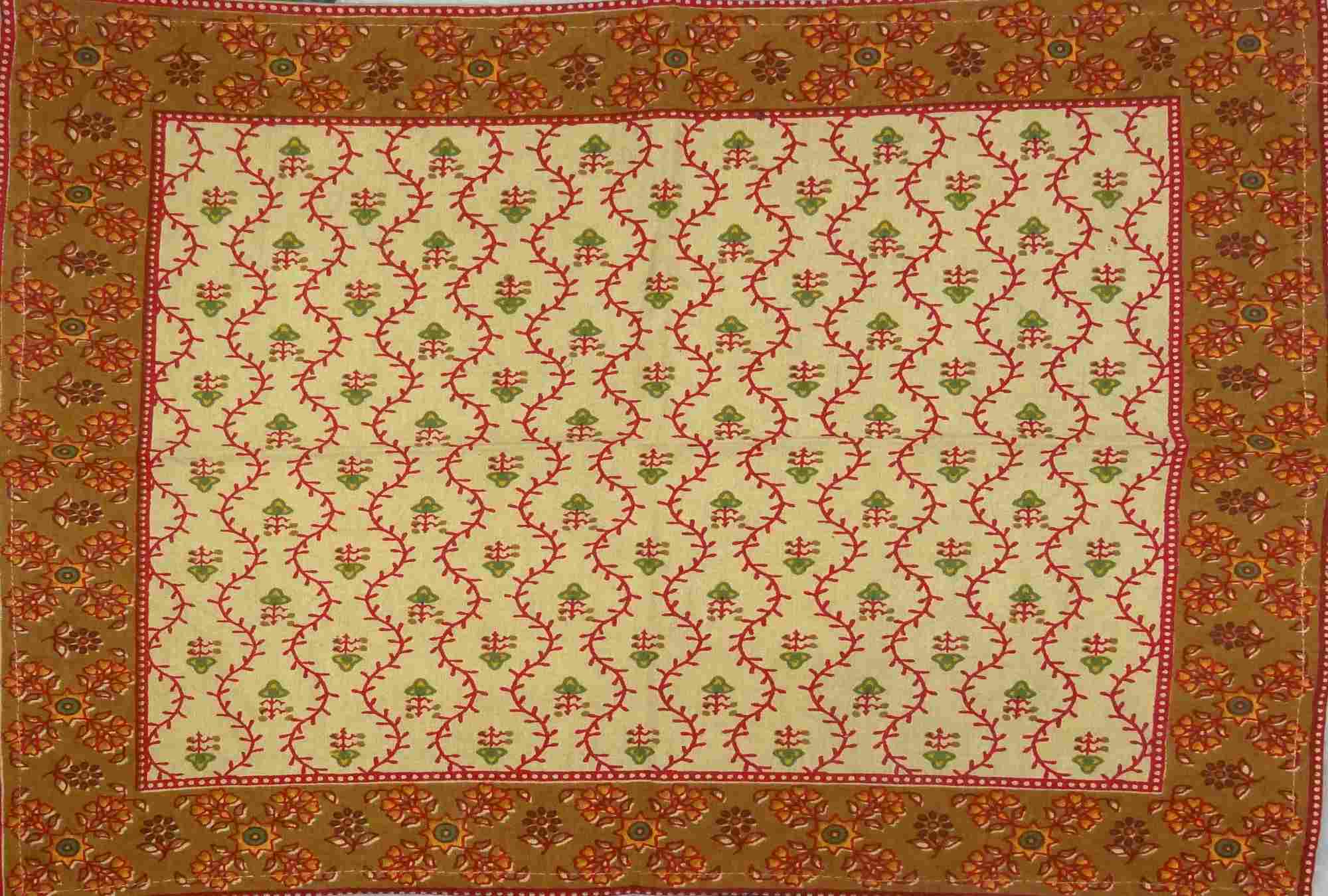 Cotton Floral Vine Square & Round Tablecloth Gold Red Table Linen - Sweet Us