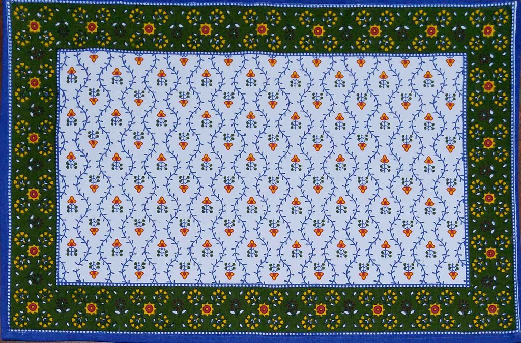 Floral Vine Tablecloth Round Square Table Linen White Blue Green Gold Red - Sweet Us