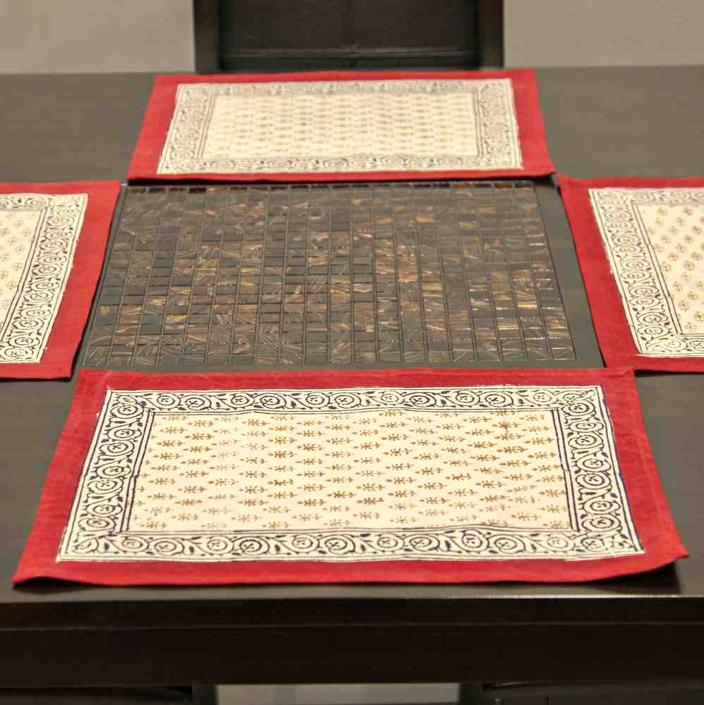 Cotton Hand Block Print Floral Buti Placemat Napkin Table Linen - Sweet Us